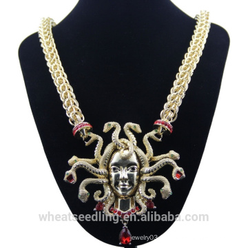 Grécia Jóias Novo Design Moda Gold Chain Medusa Gorgon Declaração Pendente Necklade